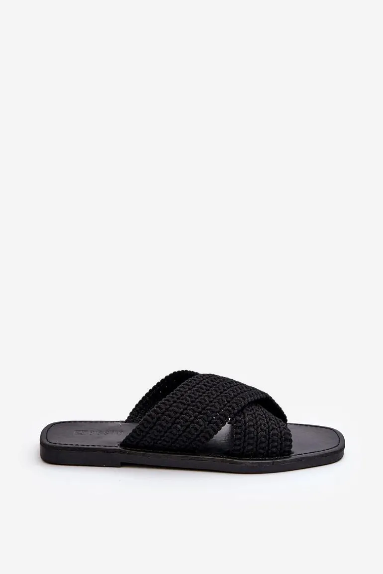 Klapki Damskie Płaskie Big Star NN274077 Czarne