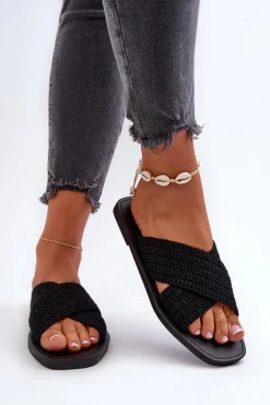 Klapki Damskie Płaskie Big Star NN274077 Czarne