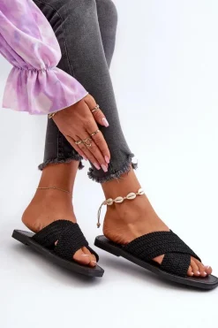 Klapki Damskie Płaskie Big Star NN274077 Czarne