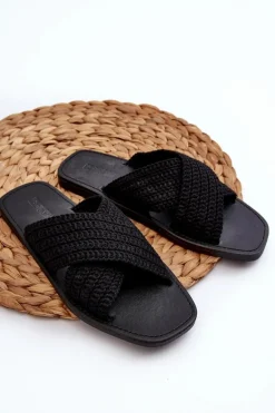 Klapki Damskie Płaskie Big Star NN274077 Czarne