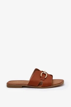 Klapki Damskie Płaskie Z Ozdobnym Detalem Camel Amiresna