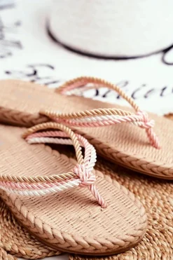 Klapki Damskie Piankowe Japonki Sznurek Różowe Madrid