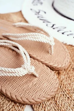 Klapki Damskie Piankowe Japonki Sznurek Białe Madrid