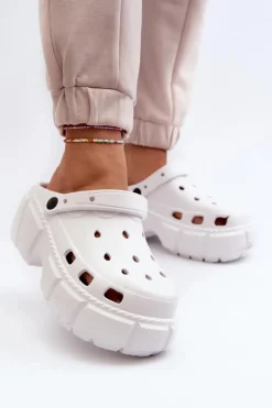 Klapki Damskie Piankowe Na Masywnej Podeszwie Białe Witima