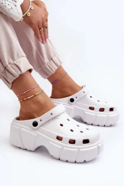 Klapki Damskie Piankowe Na Masywnej Podeszwie Białe Witima