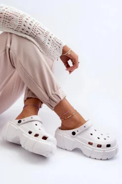 Klapki Damskie Piankowe Na Masywnej Podeszwie Białe Witima