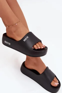 Klapki Damskie Piankowe Na Masywnej Platformie Big Star SS274721 Czarne