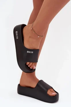 Klapki Damskie Piankowe Na Masywnej Platformie Big Star SS274721 Czarne