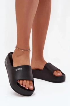 Klapki Damskie Piankowe Na Masywnej Platformie Big Star SS274721 Czarne