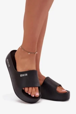 Klapki Damskie Piankowe Na Masywnej Platformie Big Star SS274721 Czarne