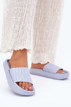 Klapki Damskie Piankowe Na Platformie Niebieskie Vanesha