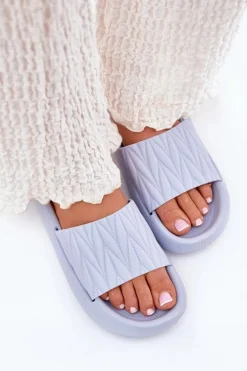 Klapki Damskie Piankowe Na Platformie Niebieskie Vanesha