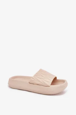 Klapki Damskie Piankowe Na Platformie Beżowe Vanesha