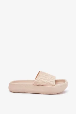 Klapki Damskie Piankowe Na Platformie Beżowe Vanesha