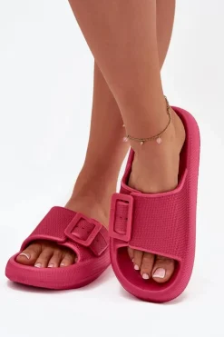 Klapki Damskie Piankowe Na Platformie Z Klamrą Big Star RR274A583 Fuksja