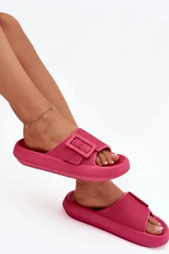 Klapki Damskie Piankowe Na Platformie Z Klamrą Big Star RR274A583 Fuksja