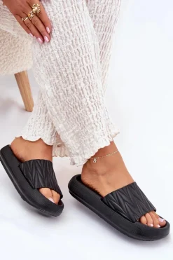 Klapki Damskie Piankowe Na Platformie Czarne Vanesha