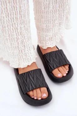 Klapki Damskie Piankowe Na Platformie Czarne Vanesha