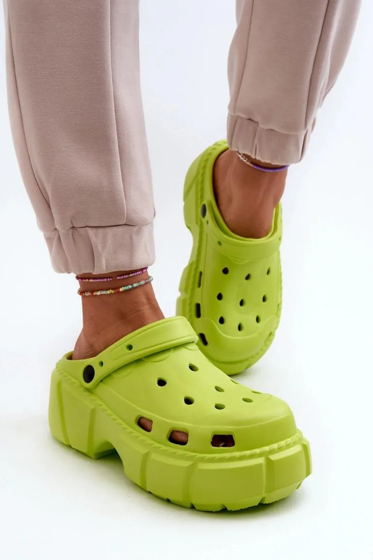 Klapki Damskie Piankowe Na Masywnej Podeszwie Limonkowe Witima