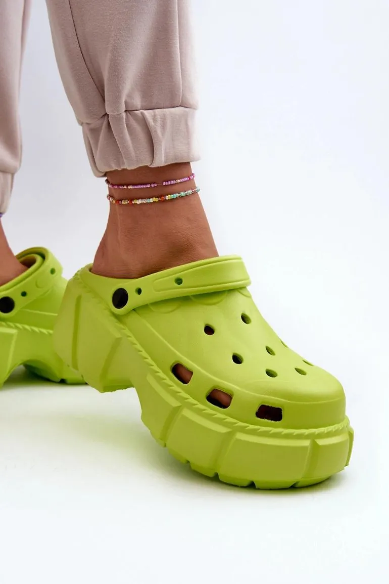 Klapki Damskie Piankowe Na Masywnej Podeszwie Limonkowe Witima