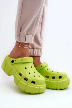 Klapki Damskie Piankowe Na Masywnej Podeszwie Limonkowe Witima