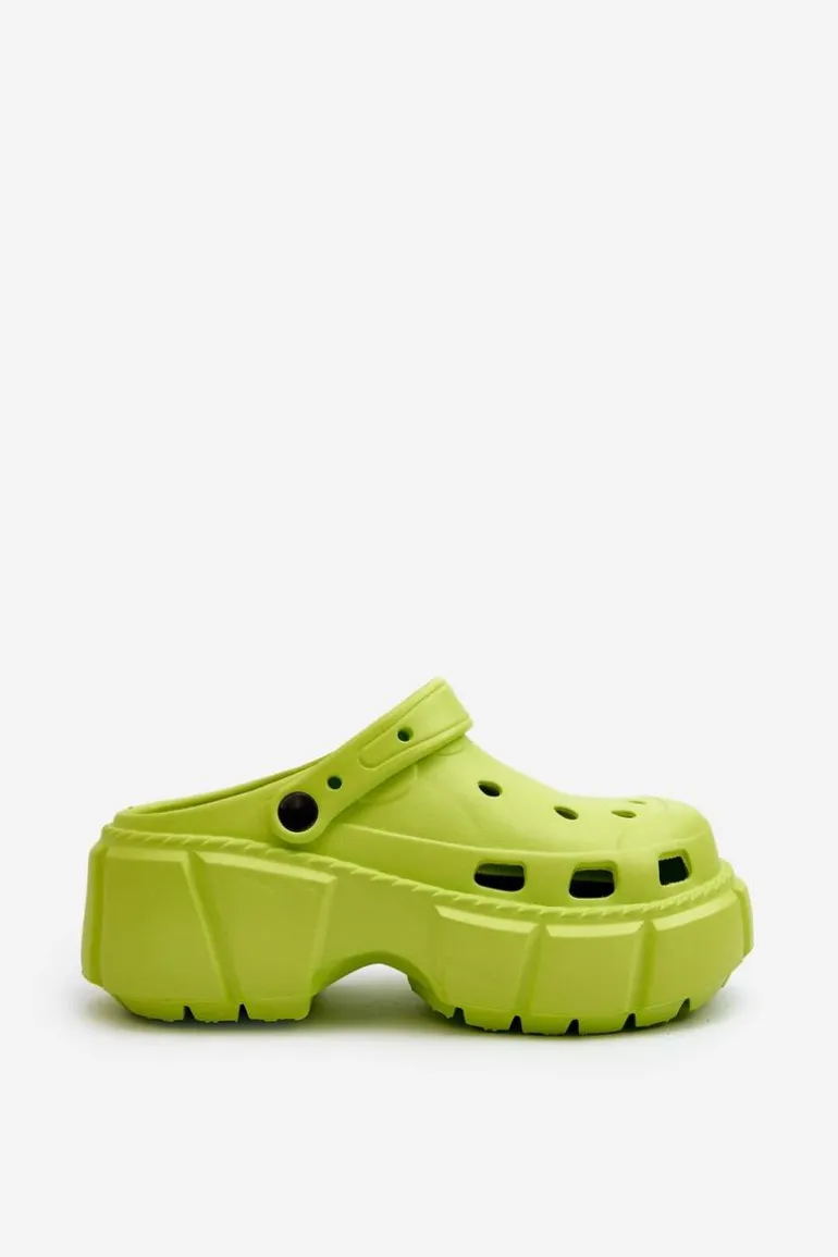 Klapki Damskie Piankowe Na Masywnej Podeszwie Limonkowe Witima