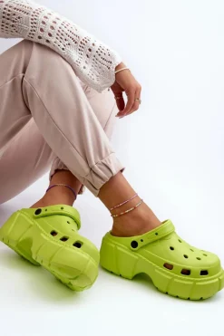 Klapki Damskie Piankowe Na Masywnej Podeszwie Limonkowe Witima