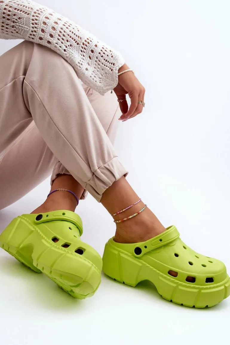 Klapki Damskie Piankowe Na Masywnej Podeszwie Limonkowe Witima