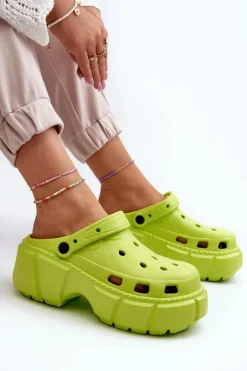 Klapki Damskie Piankowe Na Masywnej Podeszwie Limonkowe Witima