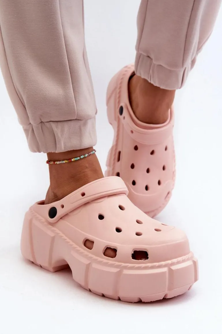 Klapki Damskie Piankowe Na Masywnej Podeszwie Różowe Witima