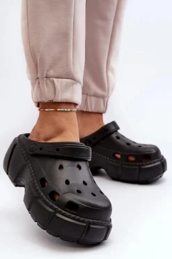 Klapki Damskie Piankowe Na Masywnej Podeszwie Czarne Witima