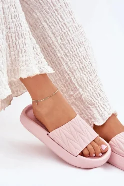 Klapki Damskie Piankowe Na Platformie Różowe Vanesha