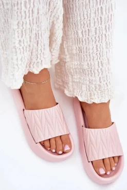 Klapki Damskie Piankowe Na Platformie Różowe Vanesha