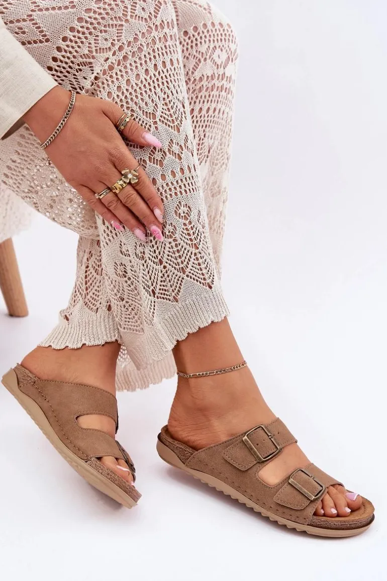 Klapki Damskie Profilaktyczne Inblu AA000068 Brązowe