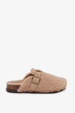 Klapki Damskie Z Futerkiem Typu Baranek Beżowe Lorivine