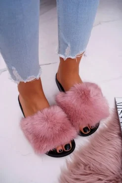 Klapki Damskie z Futerkiem Różowe NiceFur