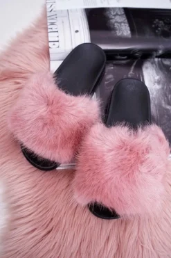 Klapki Damskie z Futerkiem Różowe NiceFur