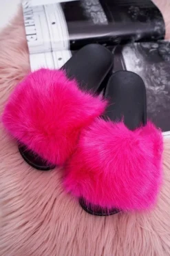 Klapki Damskie z Futerkiem Fuksja NiceFur