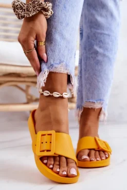 Klapki Damskie Z Klamrą Big Star FF274A393 Pomarańczowe