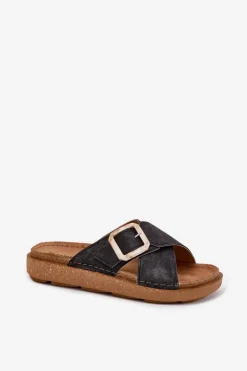 Klapki Damskie Z Klamrą Inblu ED000025 Czarne