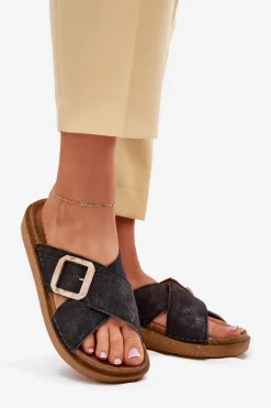 Klapki Damskie Z Klamrą Inblu ED000025 Czarne