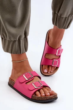 Klapki Damskie Z Klamrami Fuksja Oliena