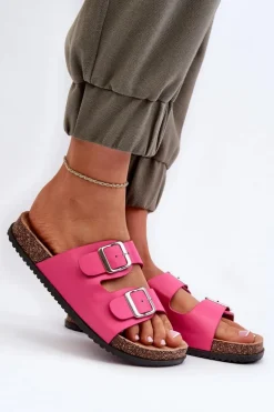 Klapki Damskie Z Klamrami Fuksja Oliena