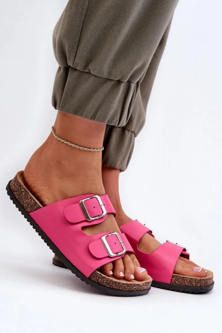 Klapki Damskie Z Klamrami Fuksja Oliena