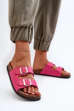 Klapki Damskie Z Klamrami Fuksja Oliena