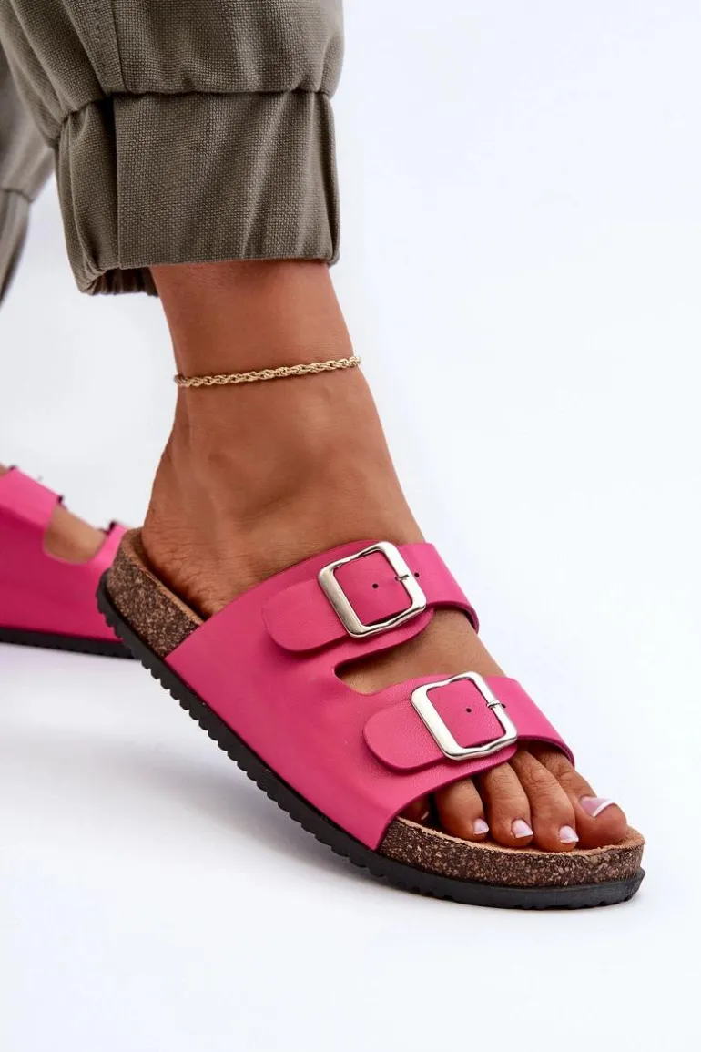 Klapki Damskie Z Klamrami Fuksja Oliena