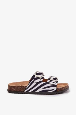 Klapki Damskie Z Klamrami Zebra Oliena