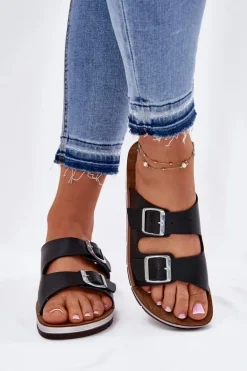 Klapki Damskie Z Klamrami Inblu CP000042 Czarne