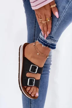 Klapki Damskie Z Klamrami Inblu CP000042 Czarne