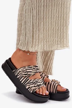 Klapki Damskie Z Klamrami Na Platformie Zebra Nilatha